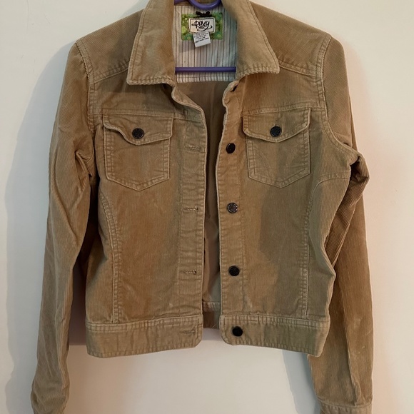 EUC ROXY TAN CORDUROY EMBROIDERED JACKET SZ L - Picture 1 of 3